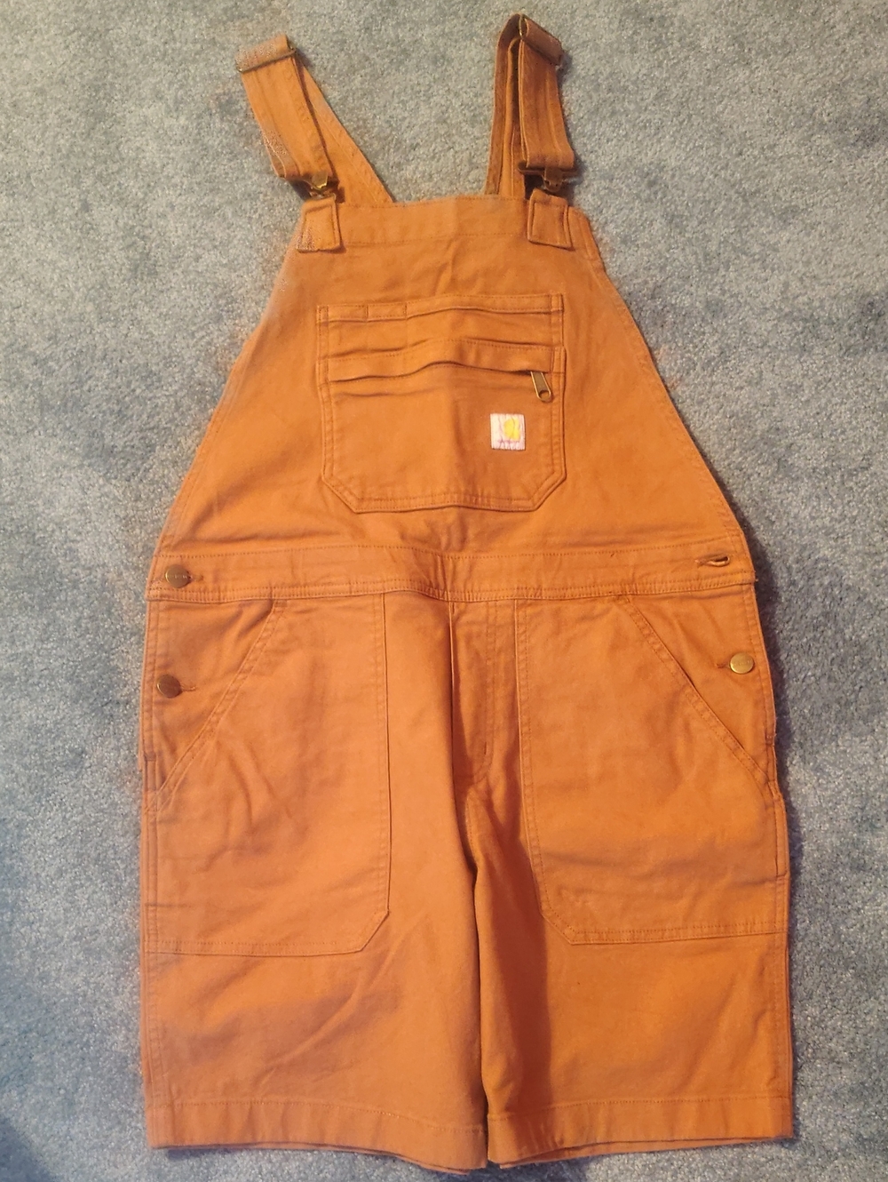 Brand New Medium 8-10 Carhartt Orange-Brown Short Bib Overalls